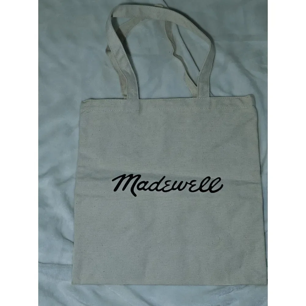 Madewell Canvas Tote Bag Natural‎ Black Logo Everyday Casual